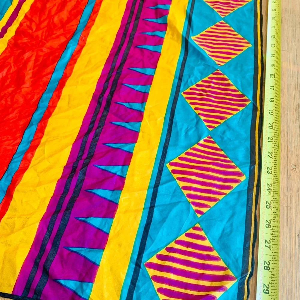 Japanese Silk Square scarf  SUNKYUNG Colorful Geometric Pattern